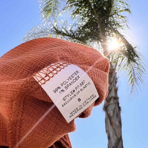 Triple 7 Puff Sleeve Ruffle Romper Dress Burnt Orange Size X-Small fits Small - Picture 6 of 9